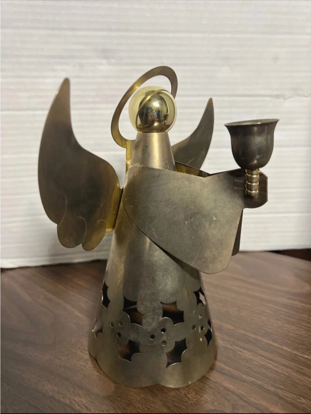 Source Unknown Brass Angel Candle Holder - Gold Tone